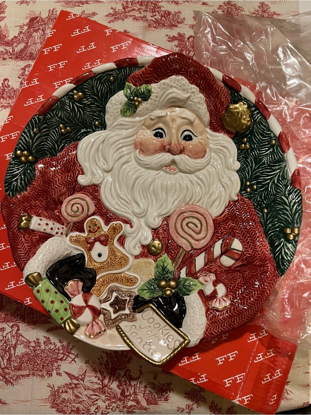 NWT FITZ & FLOYD SUGAR PLUM CHRISTMAS COOKIES FOR SANTA PLATE.